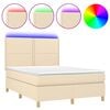 vidaXL &Kappa;&rho;&epsilon;&beta;ά&tau;&iota; Boxspring &mu;&epsilon; &Sigma;&tau;&rho;ώ&mu;&alpha; & LED &Kappa;&rho;&epsilon;&mu; 140x190 &epsilon;&kappa;. &Upsilon;&phi;&alpha;&sigma;&mu;ά&tau;&iota;&nu;&omicron;