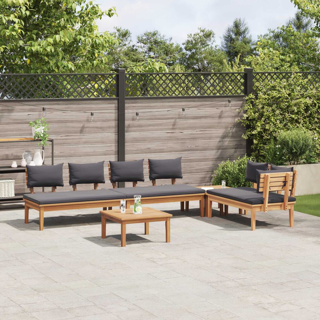 vidaXL Σετ Παγκάκι Κήπου 5 pcs Καφέ, Γκρί Πολυ rattan, βαμμένο ατσάλι