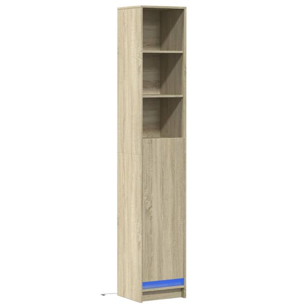 vidaXL Ντουλάπι με Φώτα LED Sonoma Δρυς 36x32,5x200 εκ. Επεξ. Ξύλο
