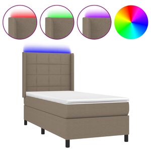 vidaXL &Kappa;&rho;&epsilon;&beta;ά&tau;&iota; Boxspring &mu;&epsilon; &Sigma;&tau;&rho;ώ&mu;&alpha; & LED Taupe 90x190 &epsilon;&kappa;. &Upsilon;&phi;&alpha;&sigma;&mu;ά&tau;&iota;&nu;&omicron;