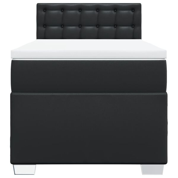 vidaXL Κρεβάτι Boxspring με Στρώμα Μαύρο 80 x 200 εκ. Συνθετικό Δέρμα