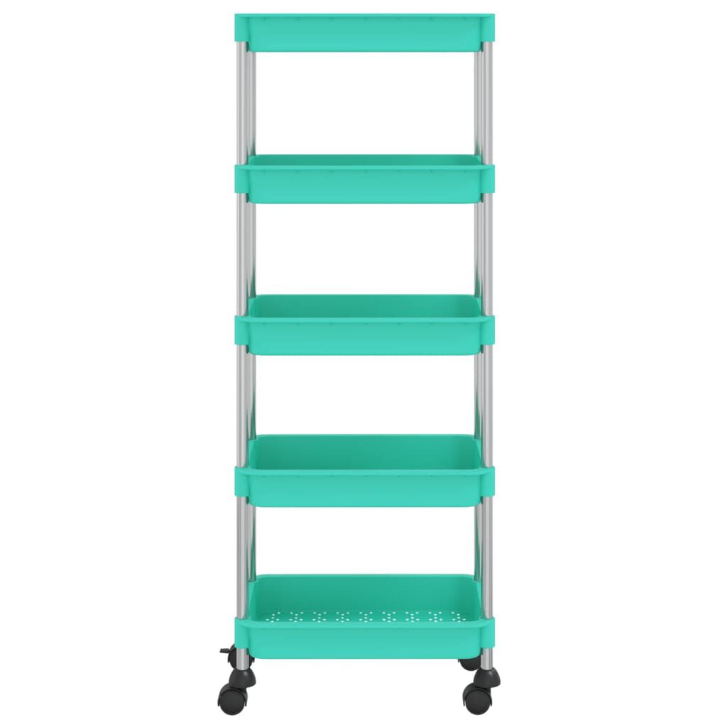 vidaXL Τρόλεϊ Κουζίνας 5 Επιπέδων Τιρκουάζ 42 x 29 x 128εκ. Σίδερο/ABS