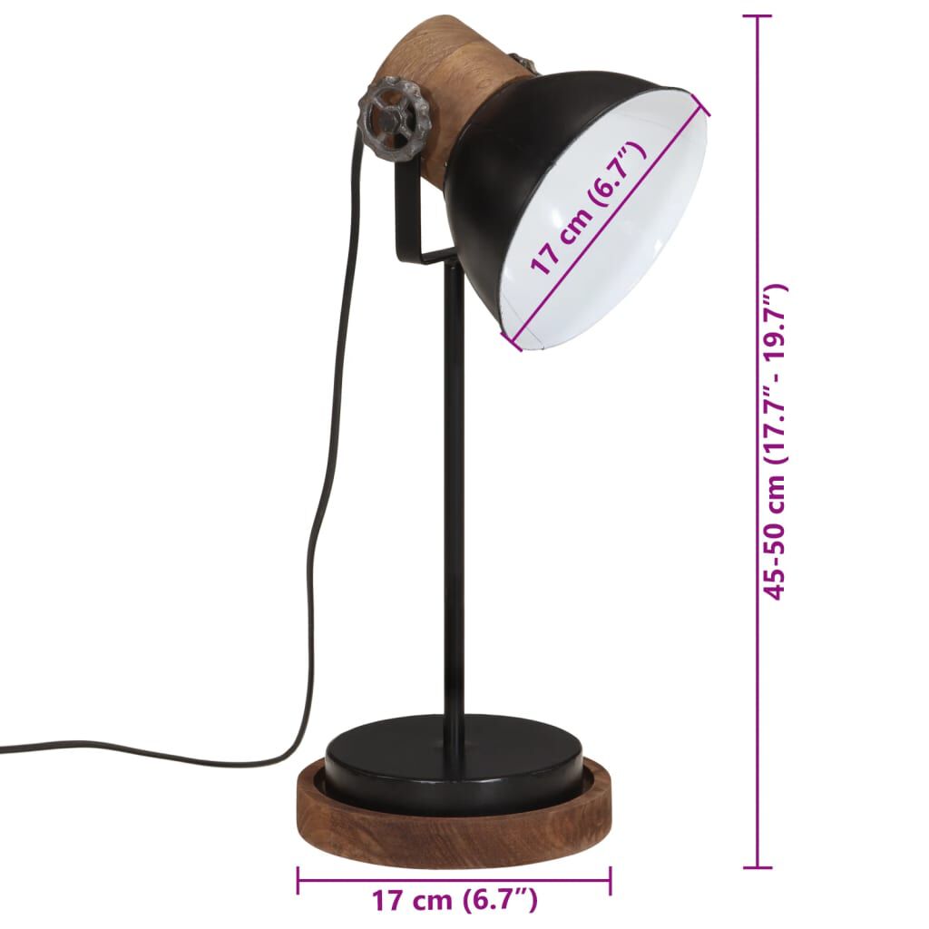vidaXL Φωτιστικό Γραφείου 25 W Μαύρο 17x17x50 εκ. Ε27