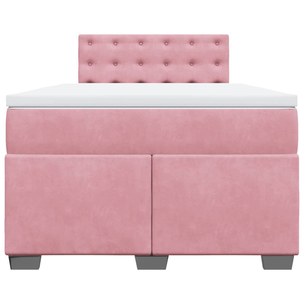 vidaXL Κρεβάτι Boxspring με Στρώμα Ροζ 120x200 εκ. Βελούδινο