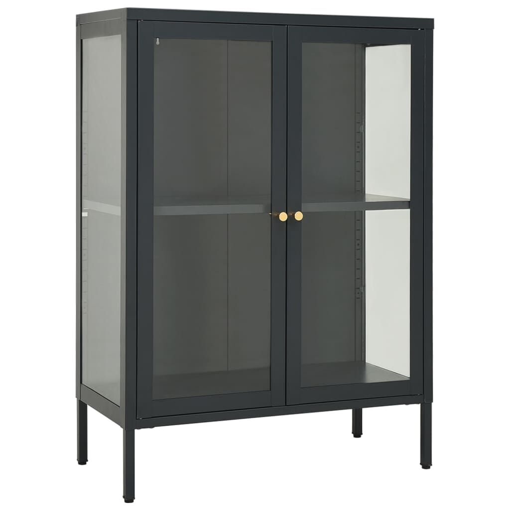 vidaXL Μπουφές Ανθρακί 75 x 35 x 105 εκ. από Ατσάλι και Γυαλί