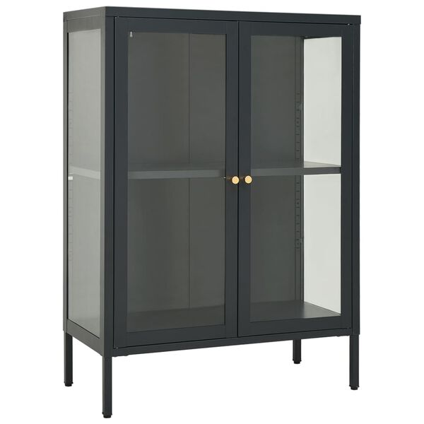 vidaXL Μπουφές Ανθρακί 75 x 35 x 105 εκ. από Ατσάλι και Γυαλί