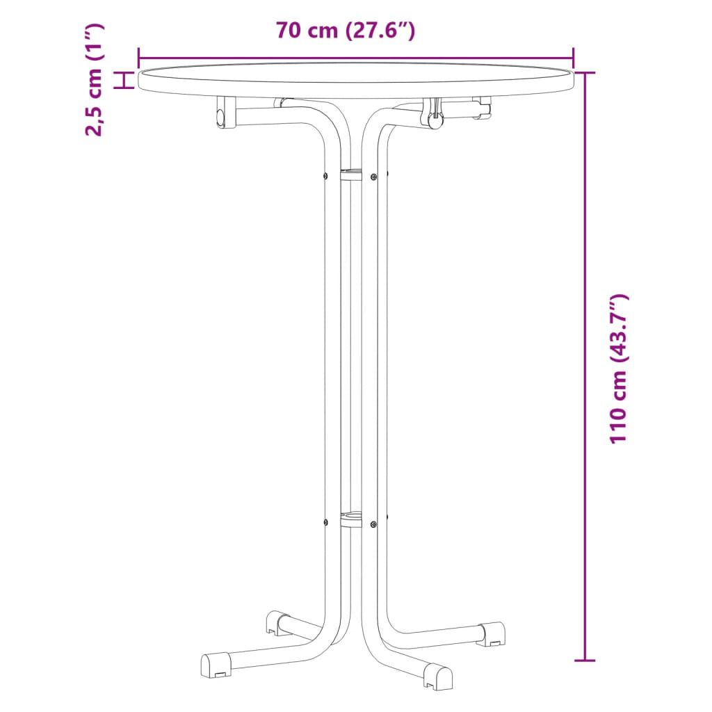 vidaXL Τραπεζαρία Λευκή Ø70x110 εκ. από Επεξεργασμένο Ξύλο/Ατσάλι