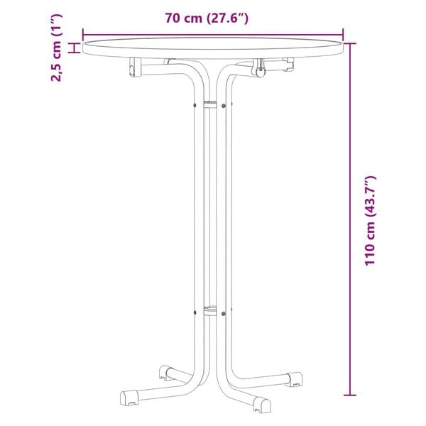 vidaXL Τραπεζαρία Λευκή Ø70x110 εκ. από Επεξεργασμένο Ξύλο/Ατσάλι