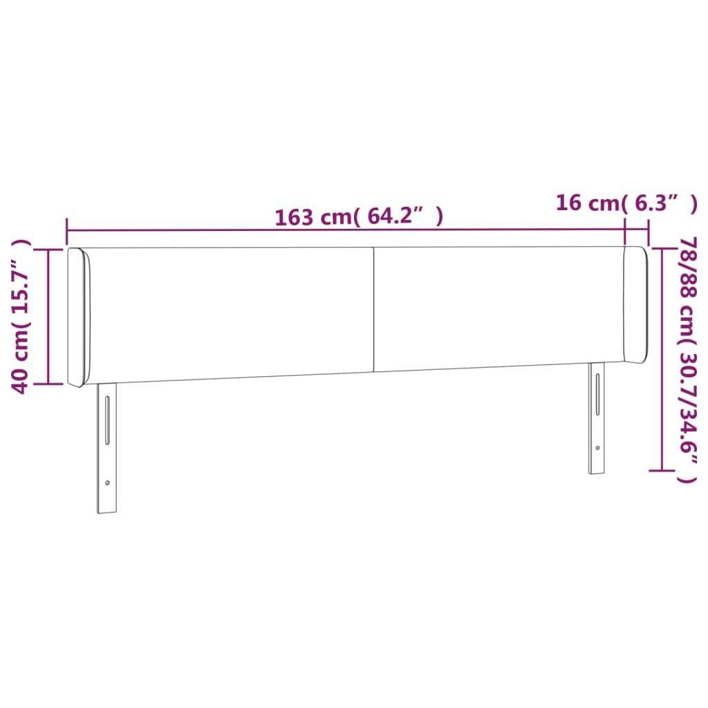 vidaXL Κεφαλάρι Κρεβατιού LED Μαύρο 163x16x78/88 εκ. Συνθετ. Δέρμα