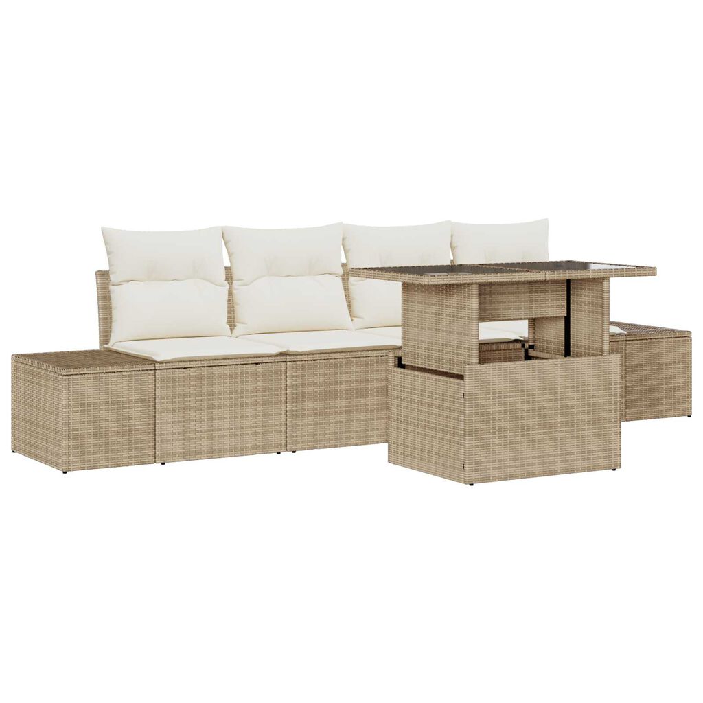 vidaXL Σετ Καναπέ Κήπου 5 pcs μπεζ και κρεμ 100 x 55 x 73 εκ
