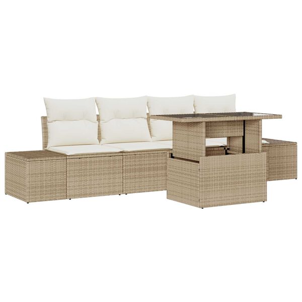 vidaXL Σετ Καναπέ Κήπου 5 pcs μπεζ και κρεμ 100 x 55 x 73 εκ