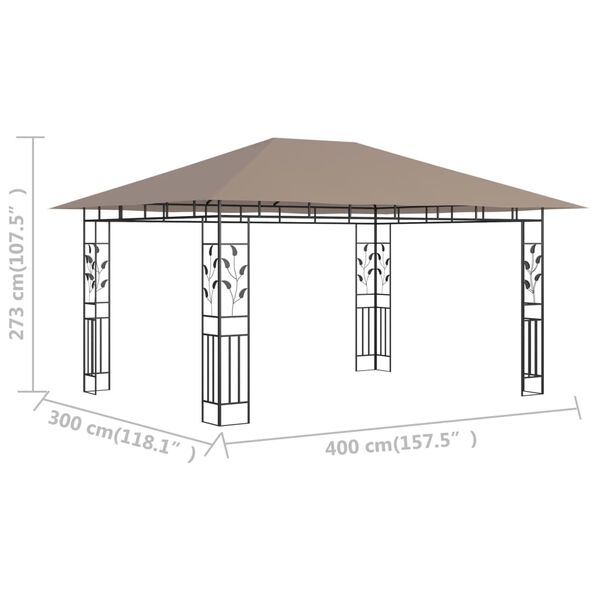 vidaXL Κιόσκι με Αντικουνουπικό Δίχτυ Taupe 4x3x2,73 μ. / 180 γρ./μ²