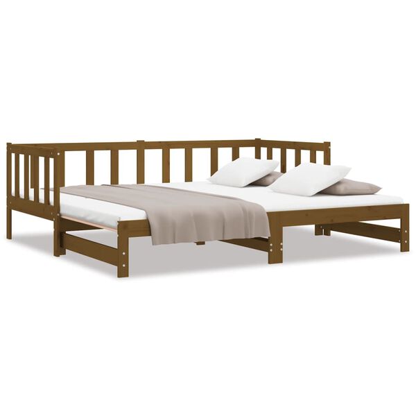 vidaXL Καναπές Κρεβάτι Καφέ Μελί 2 x (90 x 200) εκ. Μασίφ Ξύλο Πεύκου