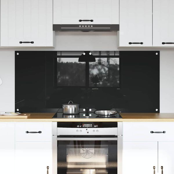 vidaXL Πίσω Πάνελ Κουζίνας Μαύρο 70 x 60 cm σκληρυμένο γυαλί