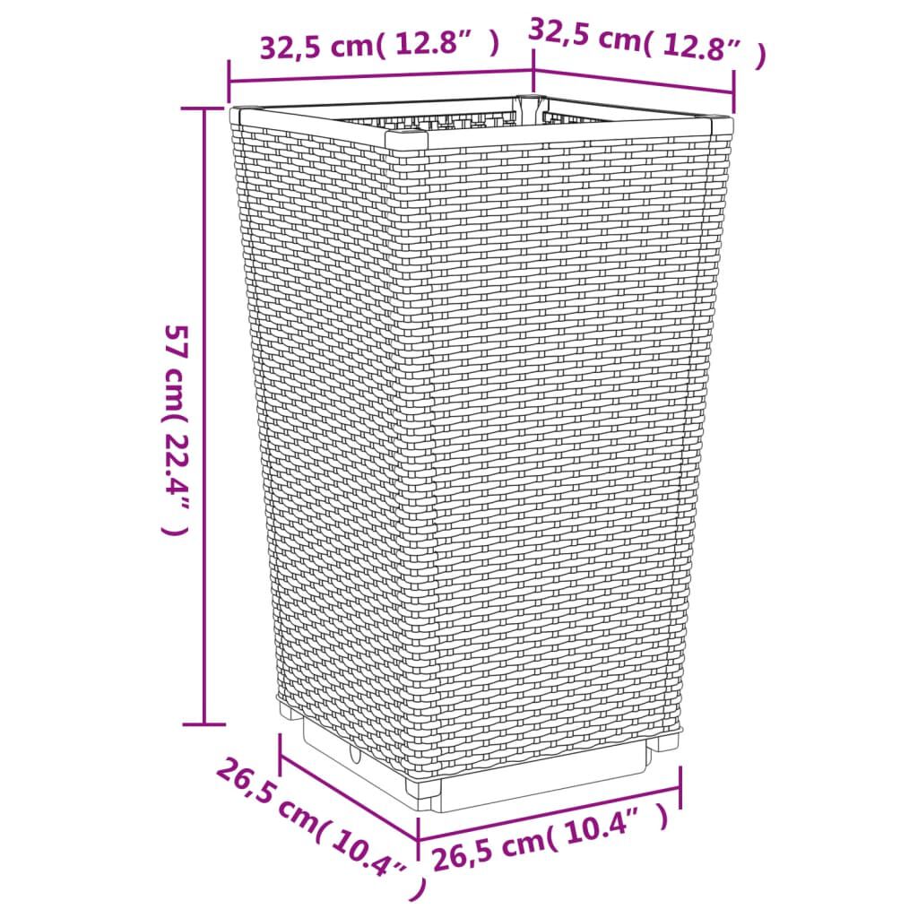 vidaXL Ζαρντινιέρες 2 τεμ. Μαύρες 32,5x32,5x57 εκ. Πολυπροπυλένιο