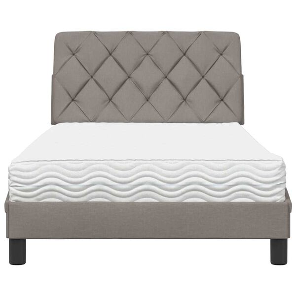 vidaXL Κρεβάτι με Στρώμα Taupe 100 x 200 εκ. Υφασμάτινο