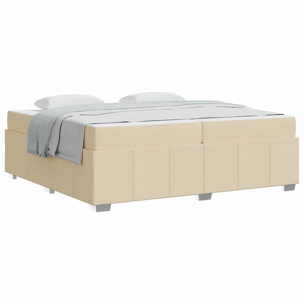 vidaXL Σκελετός Κρεβατιού με στρώμα Κρεμ 200 x 200 cm ύφασμα