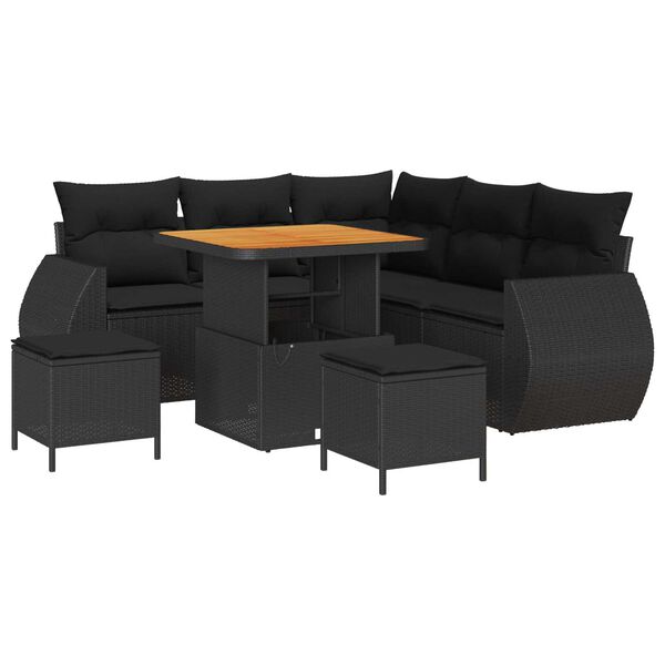 vidaXL Σετ Καναπέ Κήπου 8 pcs Μαύρο συνθετικό ρατάν