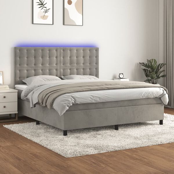 vidaXL &Kappa;&rho;&epsilon;&beta;ά&tau;&iota; Boxspring &mu;&epsilon; &Sigma;&tau;&rho;ώ&mu;&alpha; & LED &Alpha;&nu;.&Gamma;&kappa;&rho;&iota; 160x200 &epsilon;&kappa;. &Beta;&epsilon;&lambda;&omicron;ύ&delta;&iota;&nu;&omicron;