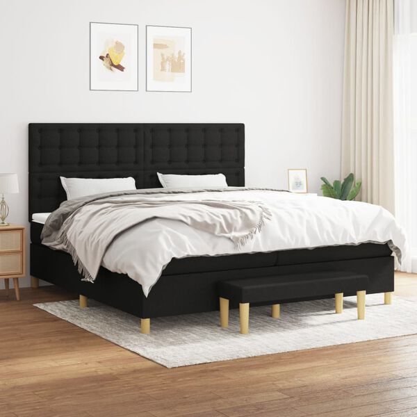 vidaXL &Kappa;&rho;&epsilon;&beta;ά&tau;&iota; Boxspring &mu;&epsilon; &Sigma;&tau;&rho;ώ&mu;&alpha; &Mu;&alpha;ύ&rho;&omicron; 200x200 &epsilon;&kappa;. &Upsilon;&phi;&alpha;&sigma;&mu;ά&tau;&iota;&nu;&omicron;