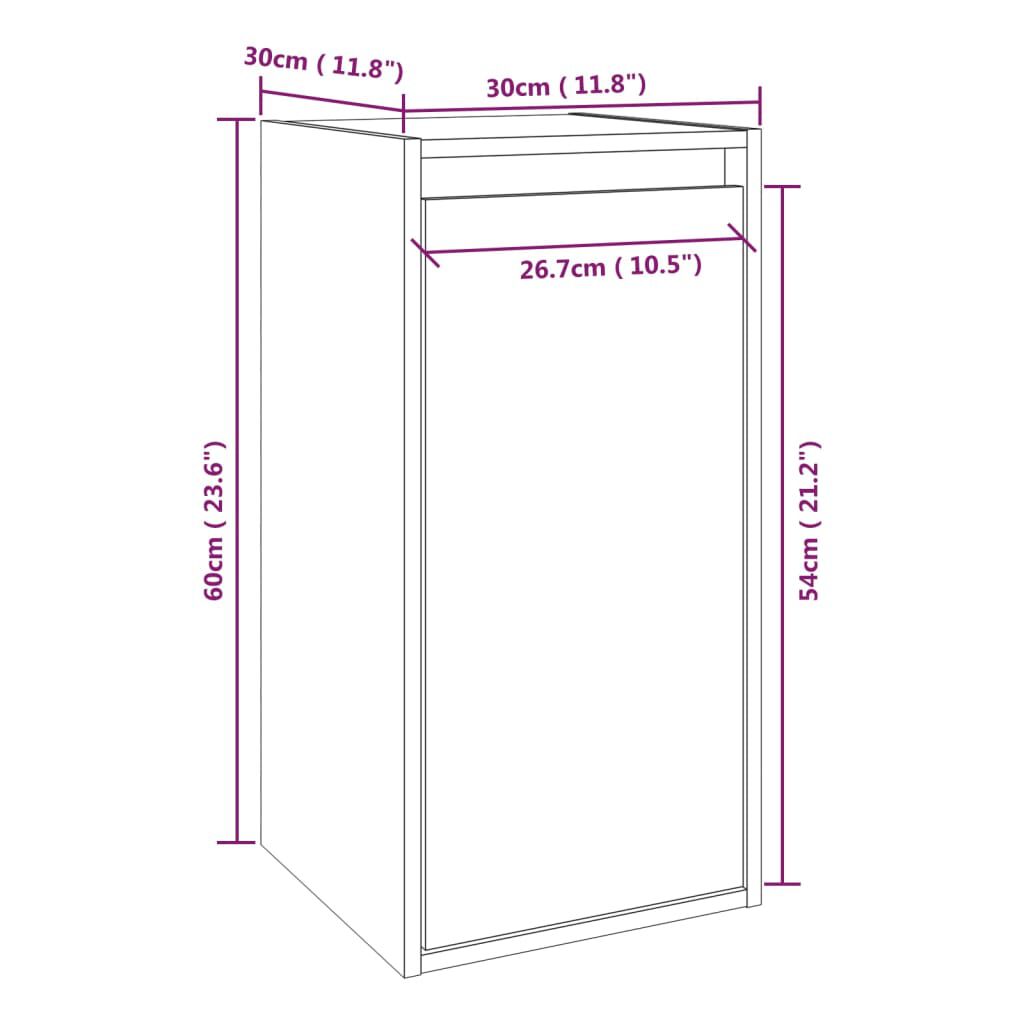 vidaXL Ντουλάπι Τοίχου 30 x 30 x 60 εκ. από Μασίφ Ξύλο Πεύκου
