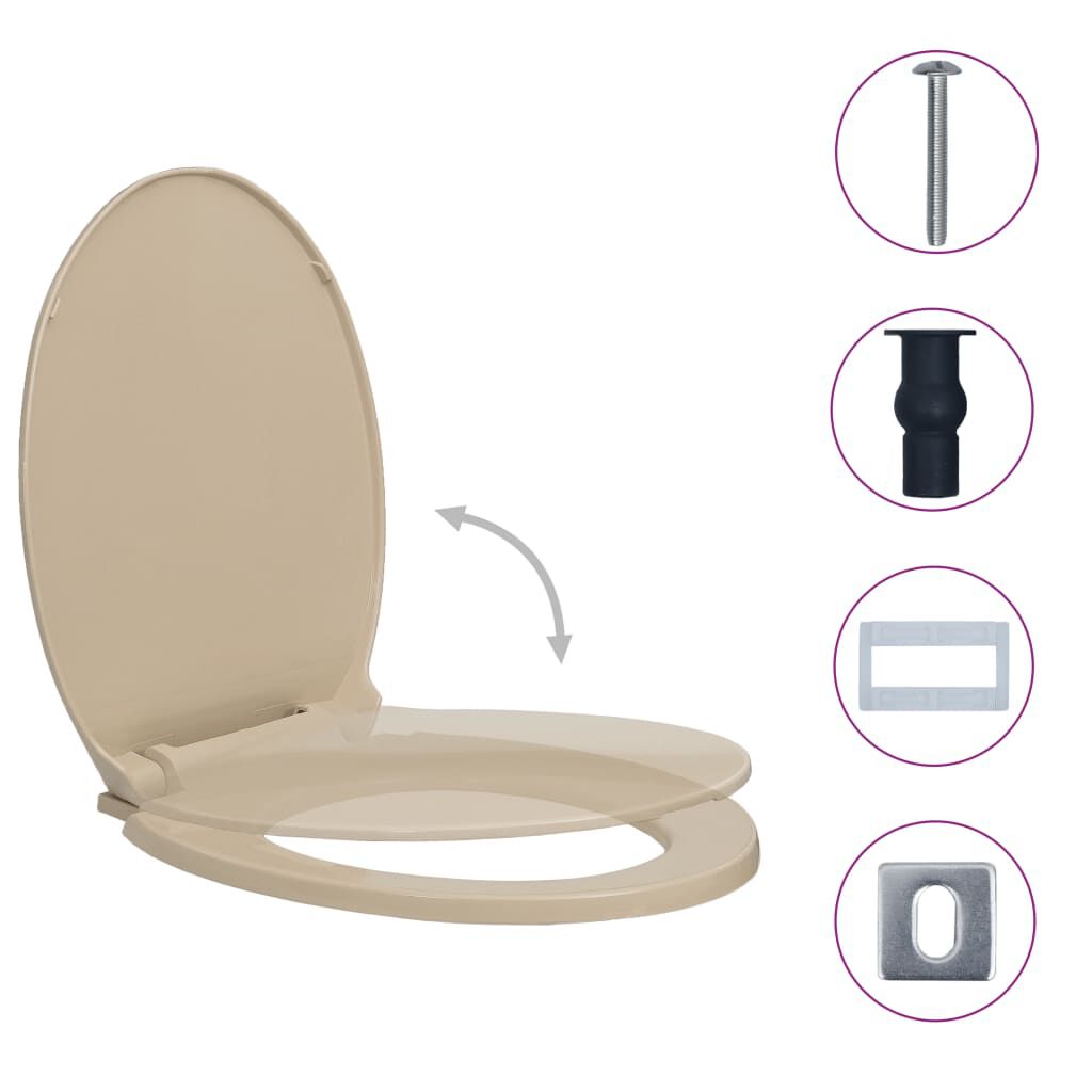 vidaXL Κάλυμμα Λεκάνης με Soft Close &amp; Quick Release Οβάλ Μπεζ