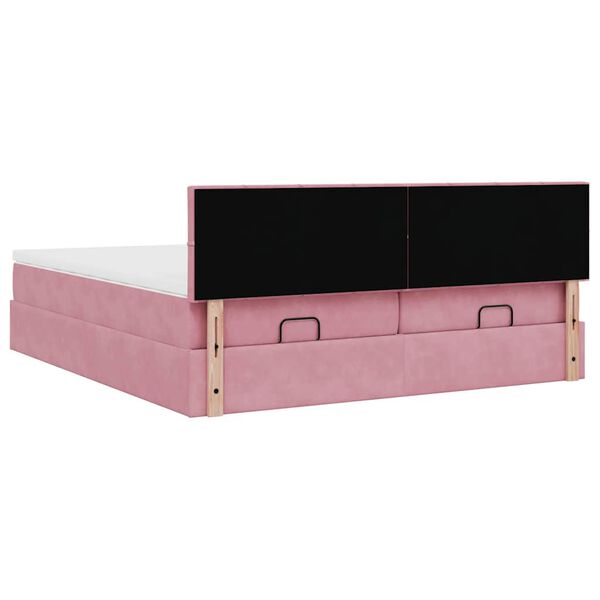 vidaXL Οθωμανικό κρεβάτι με στρώματα ροζ 180x200cm Velvet