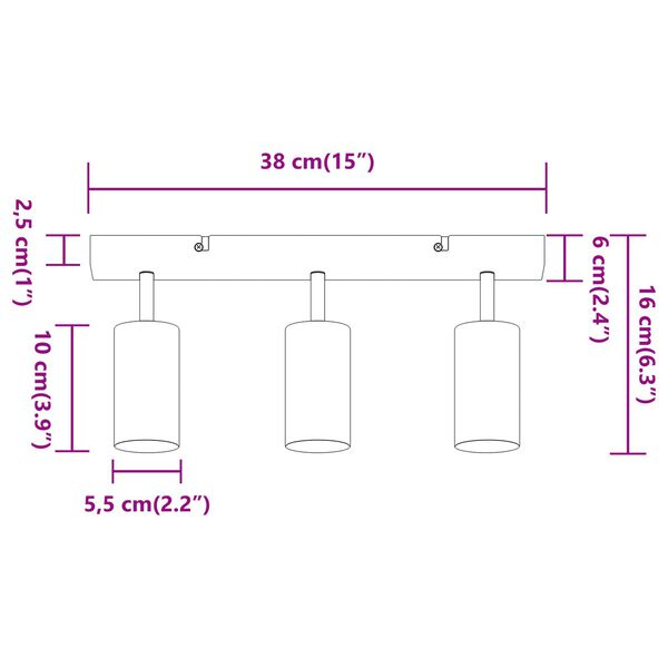 vidaXL Σποτ οροφής Μαύρο 38 x 5.5 x 16.5 εκ Ατσάλι