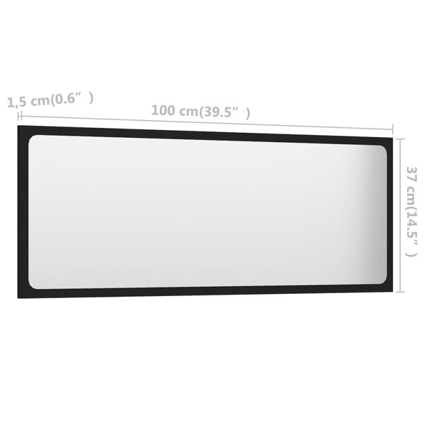 vidaXL Καθρέφτης Μπάνιου Μαύρος 100 x 1,5 x 37 εκ. από Μοριοσανίδα