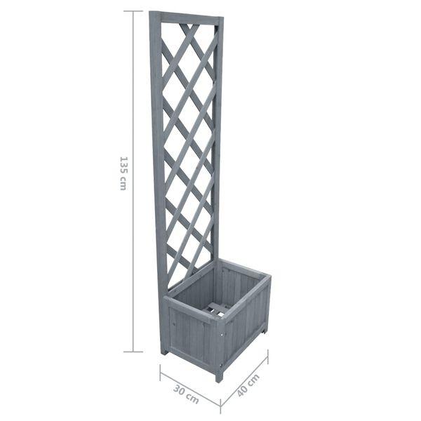 vidaXL Γλάστρα με Καφασωτό 40 x 30 x 135 εκ. από Μασίφ Ξύλο Ελάτης