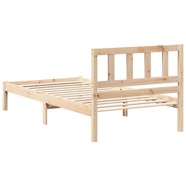 vidaXL Σκελετός Κρεβατιού Καφέ 75 x 190 cm Μασίφ ξύλο πεύκου