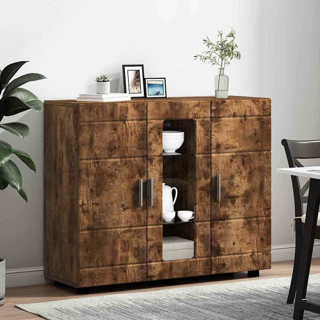 vidaXL Πλαϊνό γραφείο με ράφι Καπνιστή δρυς 55.5 x 29 x 100 εκ