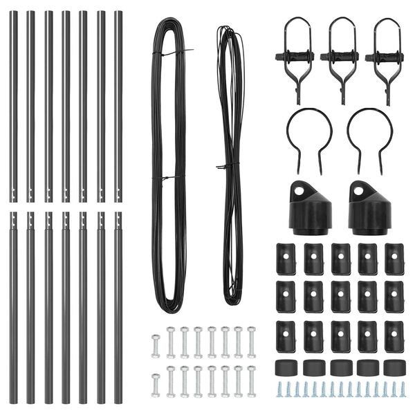 vidaXL Πό posts φράχτη 7 pcs Γκρι Ø32mm 200 εκ Γαλβανισμένος χάλυβας