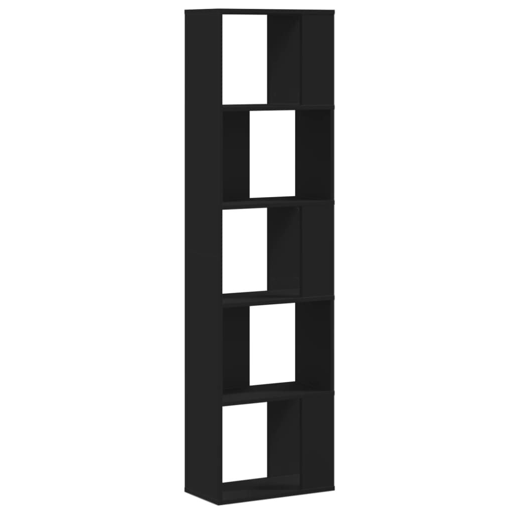 vidaXL Βιβλιοθήκη 5 Επιπέδων Μαύρη 45x23,5x162,5 εκ. Επεξεργ. Ξύλο