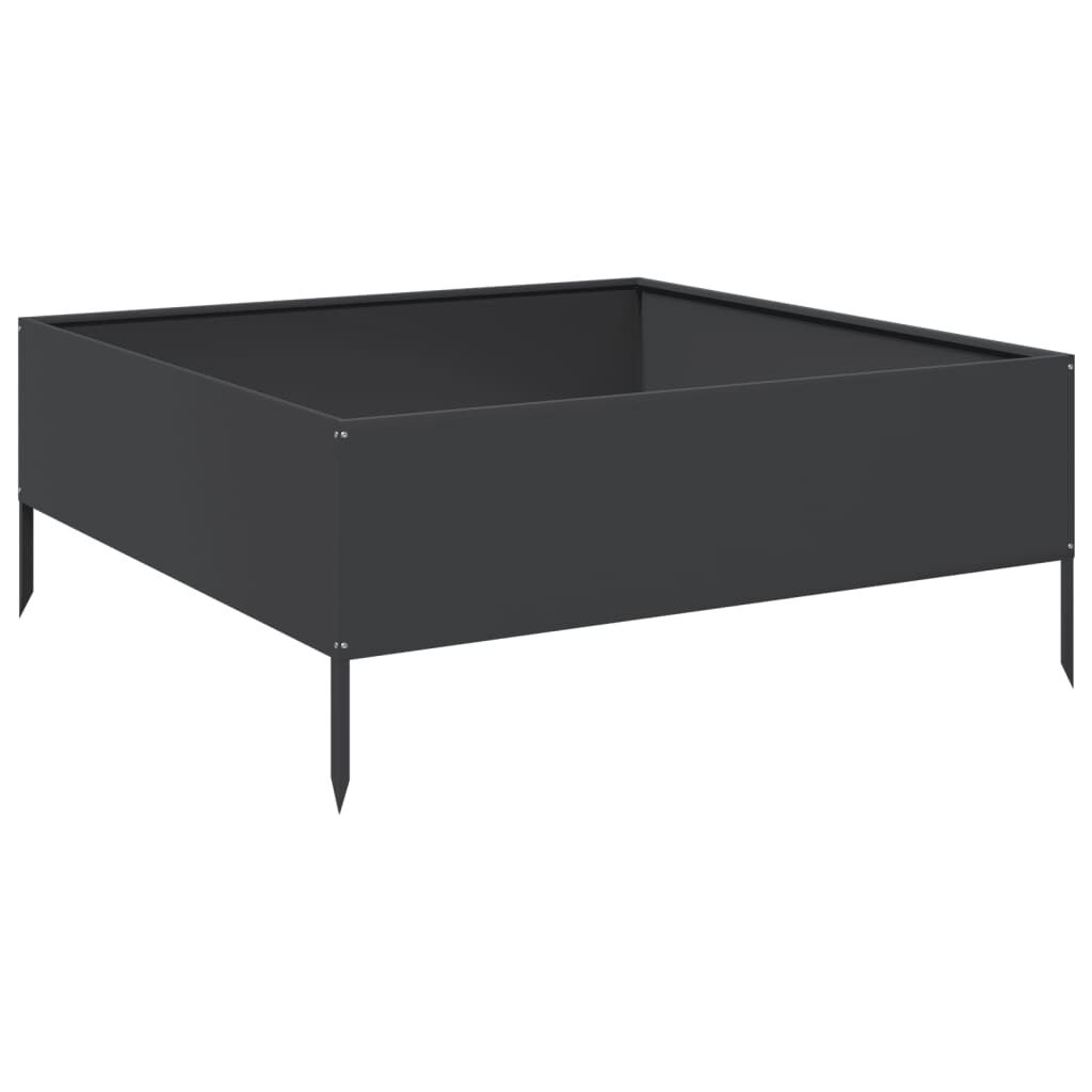 vidaXL Ζαρντινιέρα Υπερυψωμένη Μαύρο 100x100x25 εκ. Ατσάλι