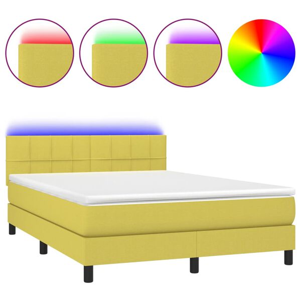 vidaXL &Kappa;&rho;&epsilon;&beta;ά&tau;&iota; Boxspring &mu;&epsilon; &Sigma;&tau;&rho;ώ&mu;&alpha; & LED &Pi;&rho;ά&sigma;&iota;&nu;&omicron; 140x200 &epsilon;&kappa; &Upsilon;&phi;&alpha;&sigma;&mu;ά&tau;&iota;&nu;&omicron;