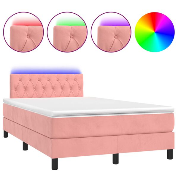 vidaXL &Kappa;&rho;&epsilon;&beta;ά&tau;&iota; Boxspring &mu;&epsilon; &Sigma;&tau;&rho;ώ&mu;&alpha; & LED &Rho;&omicron;&zeta; 120x200 &epsilon;&kappa;. &Beta;&epsilon;&lambda;&omicron;ύ&delta;&iota;&nu;&omicron;