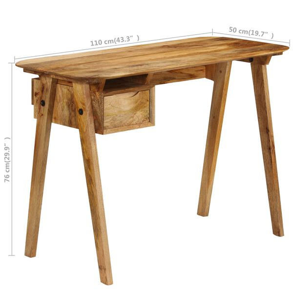 vidaXL Γραφείο 110 x 50 x 76 εκ. από Μασίφ Ξύλο Μάνγκο