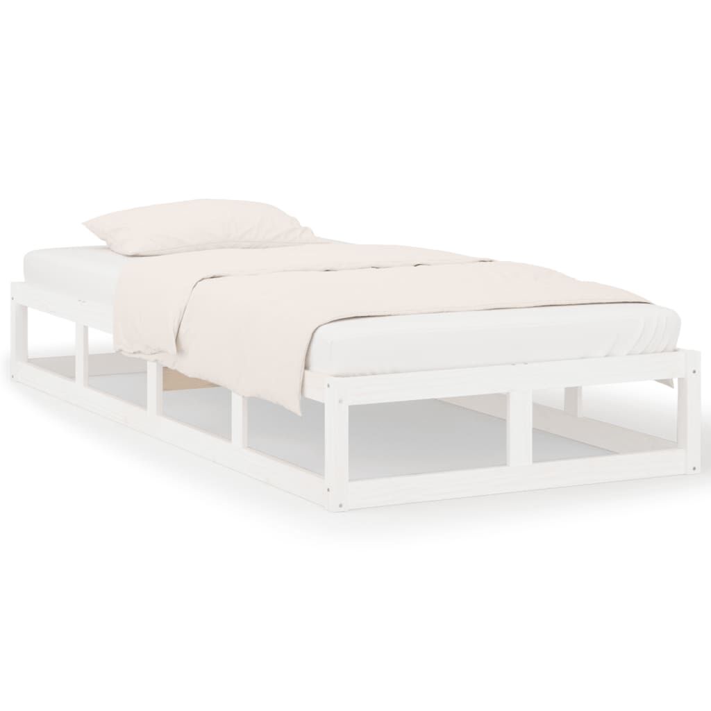 vidaXL Πλαίσιο Κρεβατιού Λευκό 75x190 εκ. Μασίφ Ξύλο Small Single
