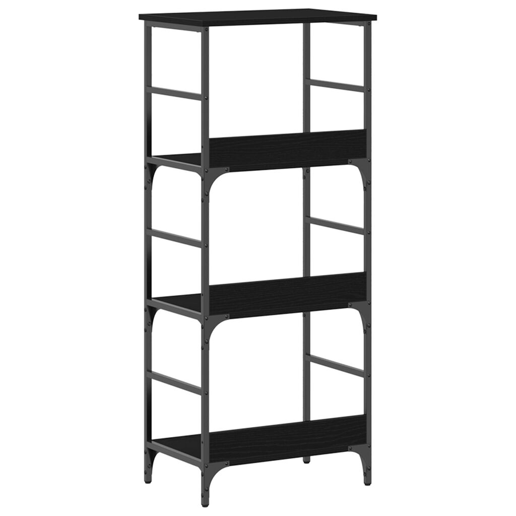 vidaXL Βιβλιοθήκη Μαύρη Βελανιδιά 50x33x117,5 εκ. Επεξεργασμένο ξύλο και Χάλυβας