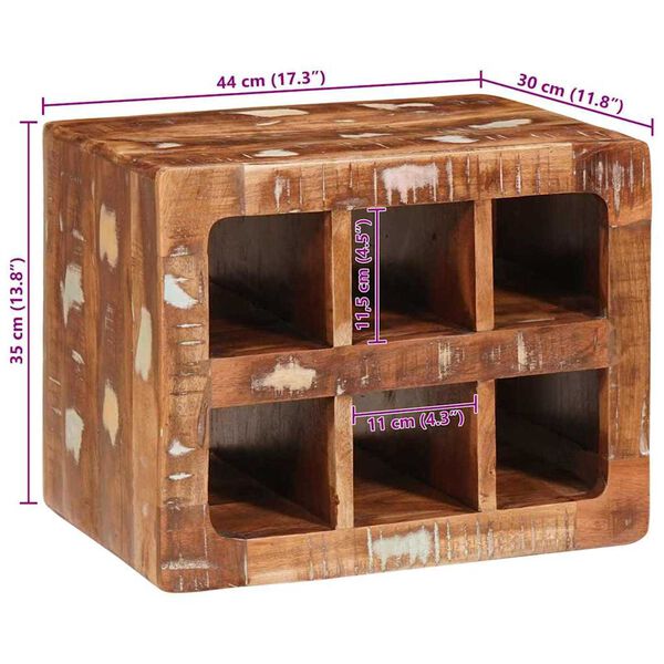 vidaXL Ράφι Κρασιού Καφέ 44 x 30 x 35 εκ. Στερεό ανακτημένο ξύλο