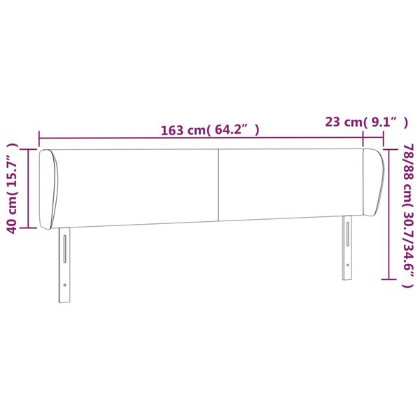 vidaXL Κεφαλάρι με Πτερύγια Σκούρο Καφέ 163x23x78/88 εκ. Υφασμάτινο