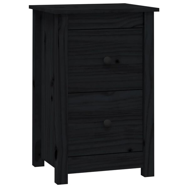 vidaXL Κομοδίνο Μαύρο 40 x 35 x 61,5 εκ. από Μασίφ Ξύλο Πεύκου