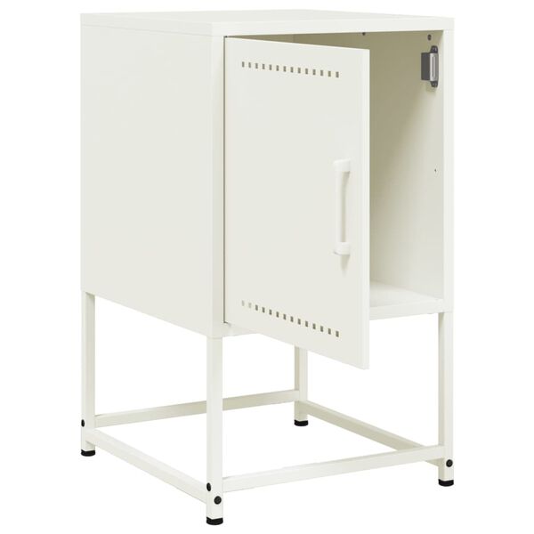 vidaXL Κομοδίνο Λευκό 36x39x60,5 εκ. από Χάλυβα