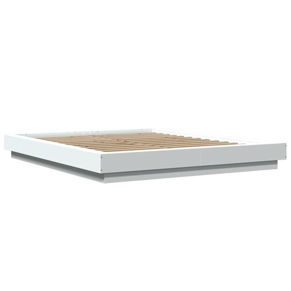vidaXL Πλαίσιο Κρεβατιού με LED Λευκό 160x200 εκ. Επεξεργ. Ξύλο