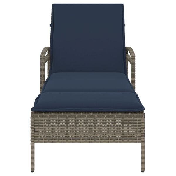 vidaXL Ξαπλώστρα με Μαξιλάρι Γκρι 63x200x81 εκ. από Συνθετικό Ρατάν (μόνο για τις ΗΠΑ)