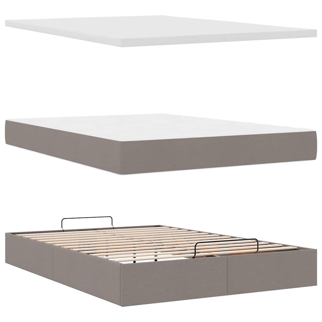 vidaXL Οθωμανικό κρεβάτι με στρώμα Taupe 140x200cm ύφασμα