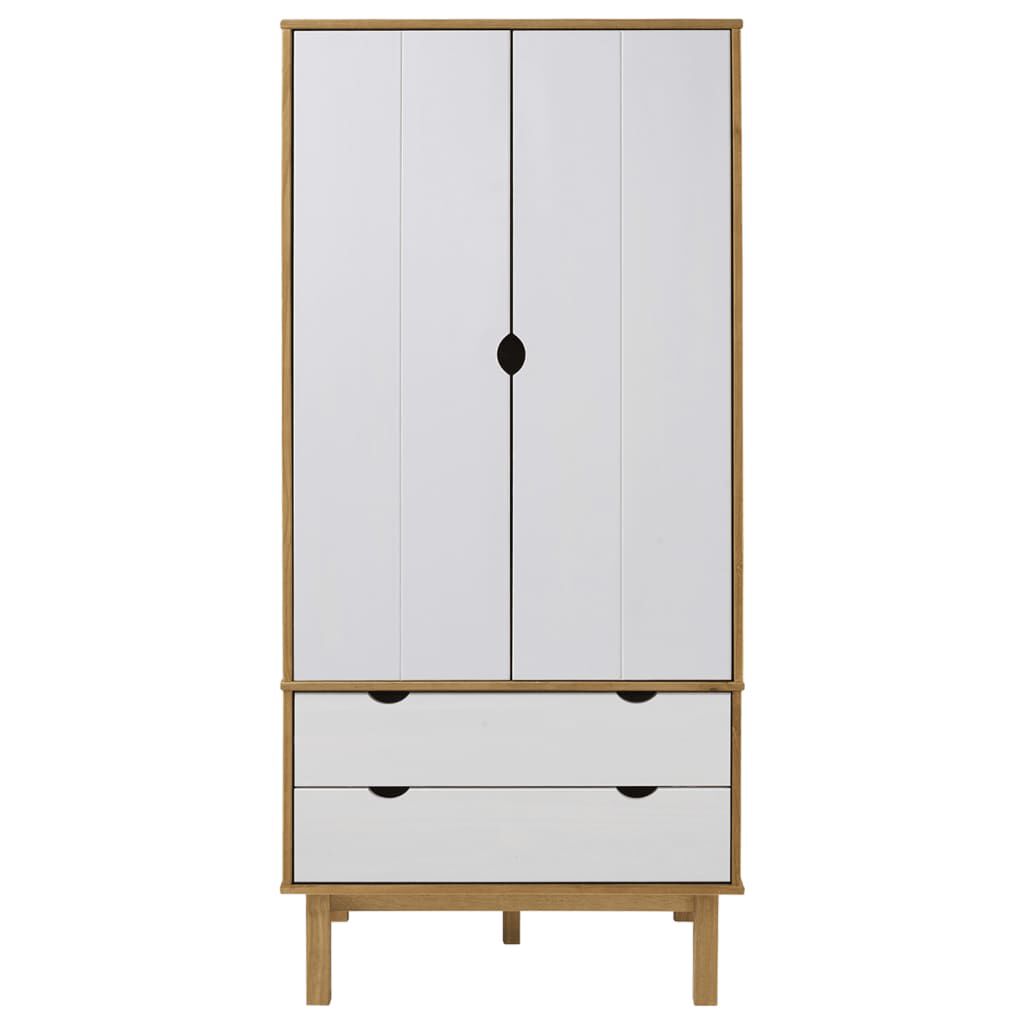 vidaXL Ντουλάπα OTTA Καφέ/Λευκό 76,5 x 53 x 172 εκ. Μασίφ Ξύλο Πεύκου