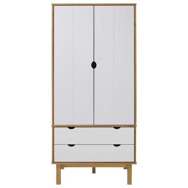 vidaXL Ντουλάπα OTTA Καφέ/Λευκό 76,5 x 53 x 172 εκ. Μασίφ Ξύλο Πεύκου