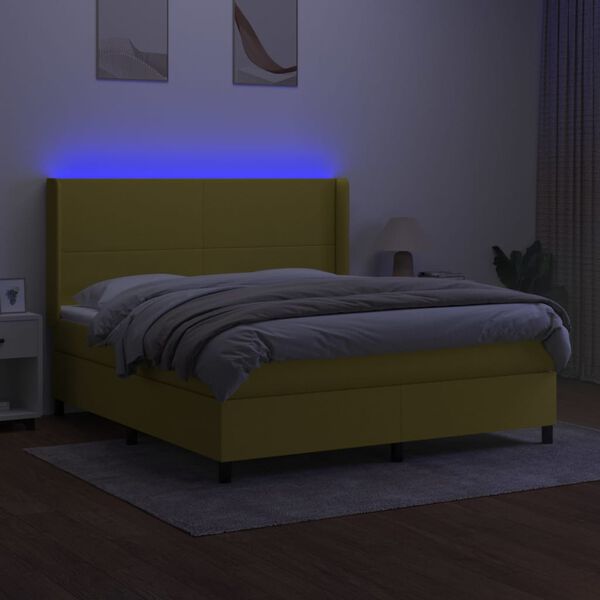 vidaXL &Kappa;&rho;&epsilon;&beta;ά&tau;&iota; Boxspring &mu;&epsilon; &Sigma;&tau;&rho;ώ&mu;&alpha; & LED &Pi;&rho;ά&sigma;&iota;&nu;&omicron; 160x200 &epsilon;&kappa; &Upsilon;&phi;&alpha;&sigma;&mu;ά&tau;&iota;&nu;&omicron;